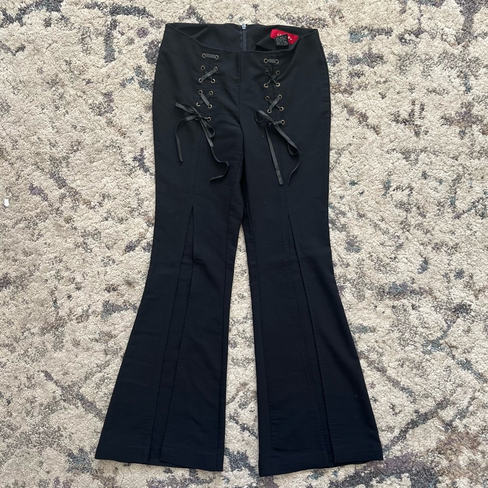 Vintage Liquid Flare Tie Up Split Front Flare Pants